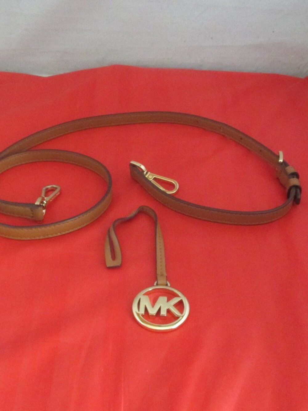 Michael Kors Adjustable Shoulder Strap And MK Handbag Charm - Acorn / Gold #3348